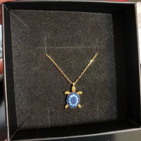 Latelita Turquoise Blue Turtle Pendant Necklace - Picture 3 of 5